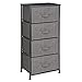 mDesign Vertical Dresser Storage Tower - Sturdy Steel Frame, Wood Top, Easy Pull Fabric Bins - Organizer Unit for Bedroom, Hallway, Entryway, Closets - Textured Print - 4 Drawers - Charcoal Gray/Black