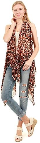 Various Pattern Printed Long Scarf Vest with Uneven Hem