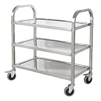 BestValue Go Stainless Steel 3 Tier Kitchen Car Shelf Utility/Service Cart Kitchen Trolley Kitchen Cart with Wheels 75 x 40 x 83.5CM