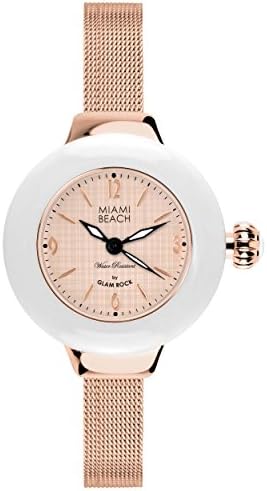 Glam Rock Miami Beach Art Deco collection MBD27189 36mm Stainless Steel Case Rose Gold Gold Plated Stainless Steel Mineral Women's Watch