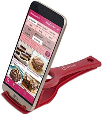 Recipe Holder Stand For Smartphones And Tablets Keep Your Phone Kindle Or Ipad Convenient While Cooking Original Kitchen Gadget Phone And Tablet Stand Red By Cestari Kitchen Amazon Sg Home