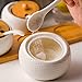 Vencer Porcelain Condiment Jar Spice with Lids - Ceramic Serving Spoon, Wooden Tray, Best Pottery Pot for Home and Kitchen, White,17.6 oz, Sugar Dispenser