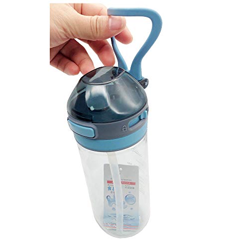 Outdoor sports water cup, rope straw, high temperature resistant plastic water cup, sealed duckbill, 650ML (Blue)