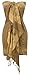 Peach Couture Women's Ravishing Reversible Jacquard Paisley Shawl Wrap Pashmina Khaki Gold