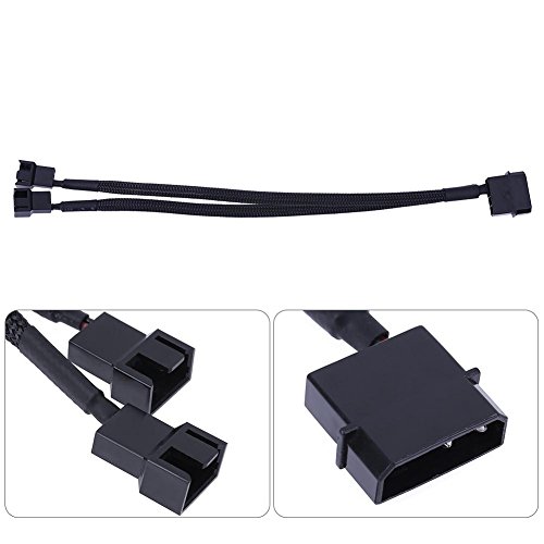Vanpower 2Pcs 27cm Black Sleeved 4Pin IDE Molex to 2-Port 3Pin/4Pin Cooler Cooling Fan Splitter Power Cable