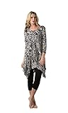 Kaktus Women's 3/4 Sleeve Asymmetrical Floral Print Tunic