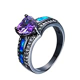 JBL Women Charm Blue Fire Opal Heart Elegant Purple