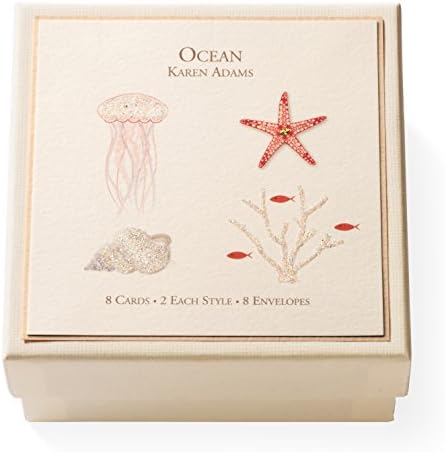 Karen Adams"Ocean" Gift Enclosure Box of 8 Assorted Cards with Envelopes