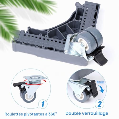 W B D WEIBIDA Washing Machine Stand with 4 Lockable Wheels, Load 200 kg Washing Machine Base, Adjustable Width 40-62 cm, Appliance Holder for Washing Machine, Dryer, Refrigerator