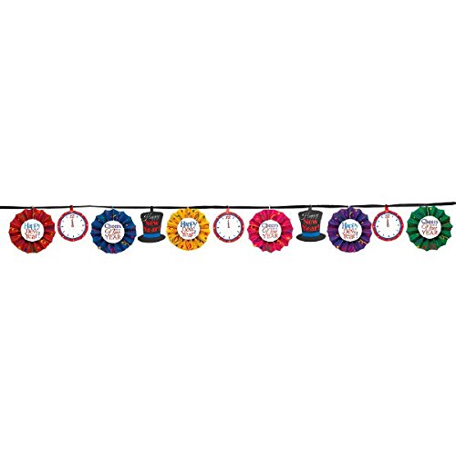 Amscan Sparkling Jewel Tones New Year Party Fan Banner Garland Decoration (6 Piece), Multicolor, One Size