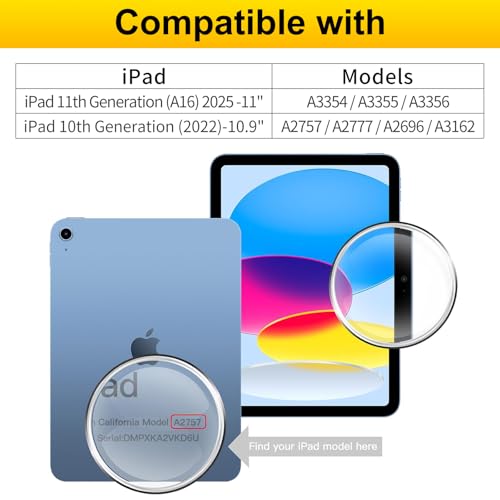 GOZOPO Screen Protector for iPad A16 11th Generation (2025, 11 inch) / iPad 10th Generation (2022) 10.9-inch, Tempered Glass Film for iPad 10/ iPad A16, 2-Pack