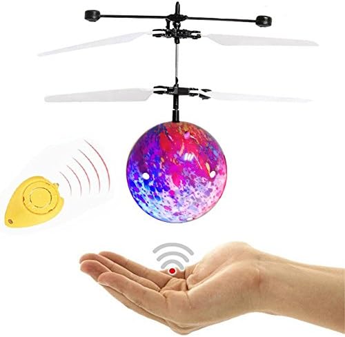 WINONE RC Flying Ball, RC Flying Toy, Infrared Induction Drone Remote Control Helicopter Ball with Rainbow Shining LED Lights and Remote Control for Kids Cool Outdoor Toys (Rainbow)