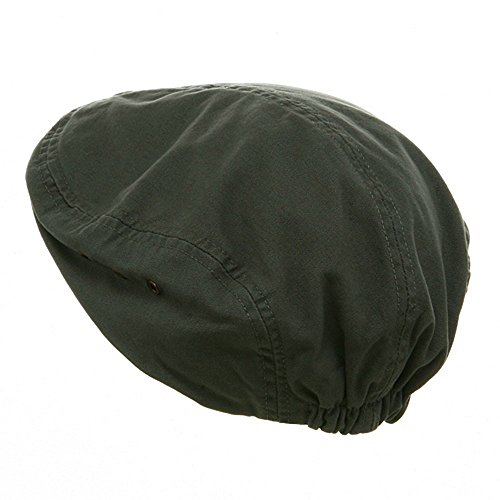 Washed Canvas Golfing Beret Ivy Ascot Cabbie Cap Dark Grey