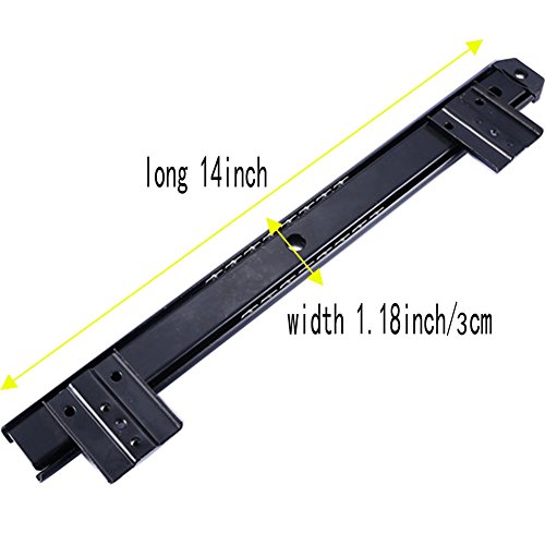 HomDSim 14 inches Ball Bearing Desk Keyboard Drawer Tray Slide Rail Track 3/4 Extension Adjustable Steel Metal High Pound Capacity Side Mount Suites Underdesk with Screws Black - Thumbnail 3