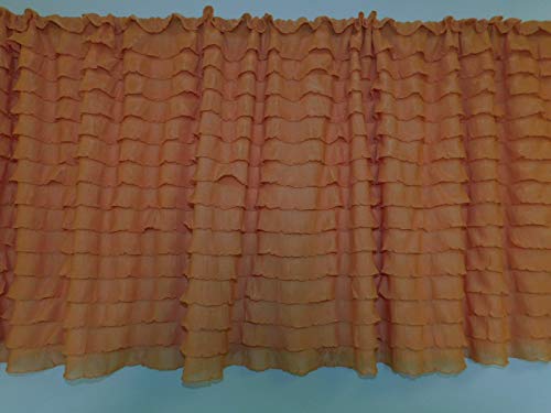 Ruffled Orange Mandarin Ruffled Curtain Valance Cascading