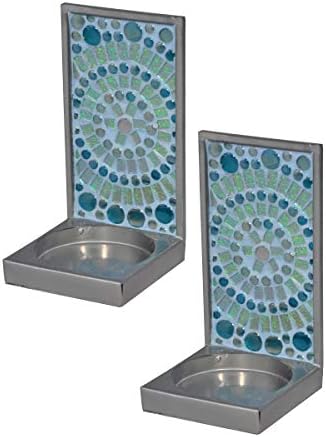 Springdale Candle Holder, Green, Blue