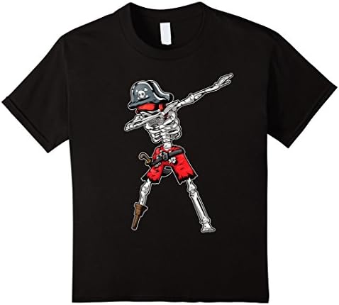 Kids Skeleton Dabbing T Shirt Kids Jolly Roger Pirate Skull Tees 6 Black