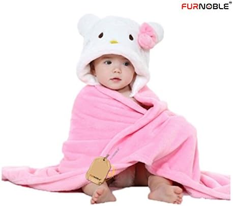 FURNOBLE Premium Hooded Baby Towel Ultra Soft 500GSM (Kitty Design) Baby Towels for Baby Infant Toddler baby wrapper, baby towel and baby blanket