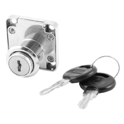 19mm Dia Cylinder Head Silver Tone Metal Furniture Desk Drawer Lock w Keys