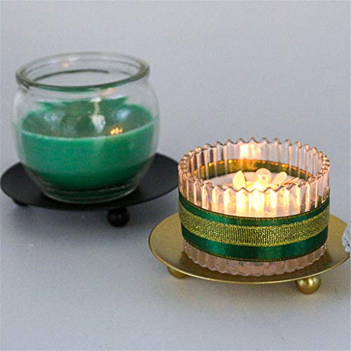 Tee Vee Iron Candle Plate Candle Holder Jewelry Storage Tray Iron Pillar Pedestal Candle Stand (2, Black)