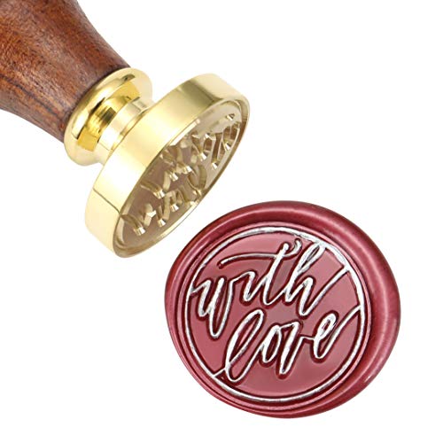 with Love Wax Seal Stamp for Wedding, Mornajina Handwritten Sealing Stamp Perfect for Embellishment of Cards, Envelopes, Invitations, Gift Package