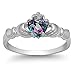 Sterling Silver Rainbow Mystic Color CZ Heart Claddagh Ring 9MM ( Size 3 to 13 )