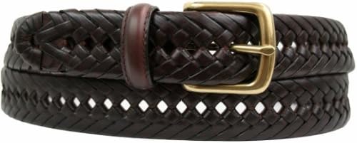 Giorgio Giovani Men's Big and Tall Leather Braided Belt Brown Size 48 Waist