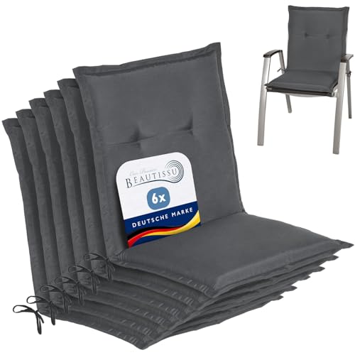 Beautissu 6er Set Niedriglehner Auflage Gartenstuhl NL mit Schaumkern