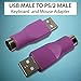 Dual 2 PS/2 PS2 Female USB 2.0 Male Port Adapter Converters for Older Old Keyboard Mouse to Newer New Computer Laptop PC