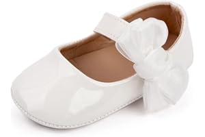 CLOUCKY Baby Girls Rubber Sole Mary Jane Flats Toddler Dress First Walkers Shoes