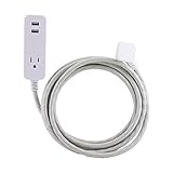 Cordinate Designer 1-Outlet 2-USB Charging Extension Cord with Surge Protection, Gray Braided D&eacute;cor Fabric Cord, 10 ft, 2.4A USB Charging Ports, with Tamper Resistant Safety Outlets, 37917