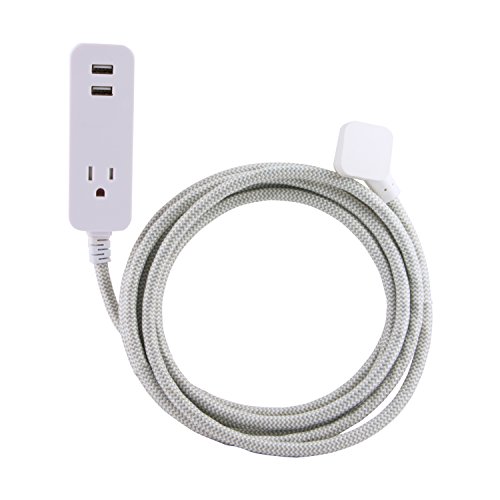 Cordinate Designer 1Outlet 2USB Charging Extension Cord with Surge