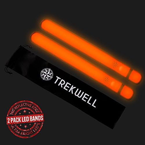 Trekwell 2 LED Slap Bands, Glow Bracelet, High Visibility Running Armband Includes Batteries, Glow In The Dark