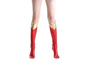 Generic Boot Covers Women's Superheroine Supervillains Boot-Tops Costume Accessory,PU leather, adult, Red