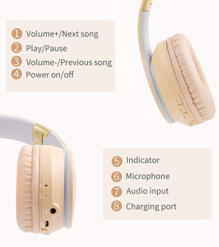 Lobkin Over The Ear Wireless Headphone with Microphone, Hi-Fi Stereo Noice Reduce Earphones for Class, Home Office, Game/TV/PC/Phone Comfortable Foldable Bluetooth Headphones