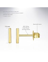 PAVOI - Aretes delicados enchapados en oro de 14 K con forma de barra pequeña, corazón y estrella.