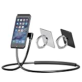 Lazy Cell Phone Neck Holder Unique Bracket IPhone/Tablet/Pad/Kindle Stand DIY Free With Multiply Function Support (BLACK)
