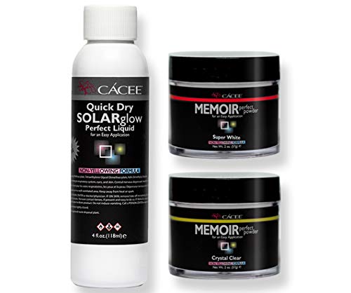 Fast Setting Acrylic Nail Kit, Quick Dry Solar Glow, Includes Acrylic Liquid And Powder, Professional Monomer and Polymer, No MMA, Low Odor (Clear & White)