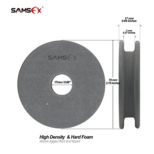 SAMSFX Tippet Holder Fly Fishing and Rigging Foam Spools Sponge Combo for Line Leader Organizer Storage Accessories (5PCS Rigging Foams Black - 70mm) - Thumbnail 2