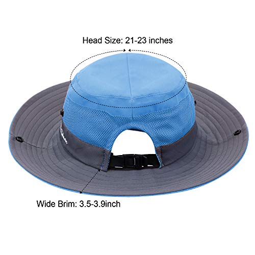 Geyoga 2 Pack Sun UV Protection Hat Mesh Wide Brim Sun Hat Outdoor Foldable Beach Hiking Fishing Summer Hat 56-58 cm (Purple and Blue)