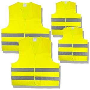 Cartrend 50252 veiligheidsvesten 4-delige set, 2 x volwassenen- en 2 x kinderveiligheidsvesten