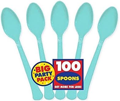 Big Party Pack Robin's Egg Blue Plastic Spoons - Pack Of 100