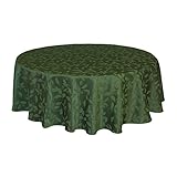 Lenox Holly Damask Tablecloth, 60 by 84-Inch Oval, Green