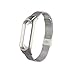 OLLIVAN for Xiaomi Mi Band 3 Replacement Strap, Stainless Steel Wristband Bracelet Replacement Band Wrist Strap for Mi Band 3 Tracker, Host Remove Easily via Double Elastic Buckle (Buckle Sliver)