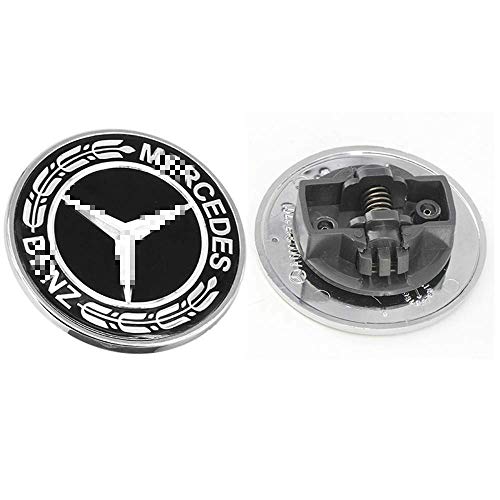Flat Hood Emblem for Mercedes Benz C E SL Class Ornament Logo Black 57MM