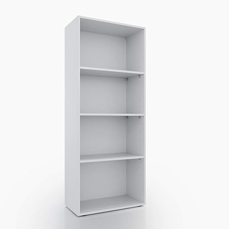OSKAR Bücherregal 4 Fächer - Weiß 155 x 60 cm - Regal Standregal Aktenregal Aktenschrank Bücher Holzregal