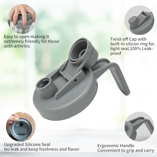 BTWD Cold Brew Coffee Maker, 64oz Glass Mason Jar Pitcher Iced Tea Maker Wide Mouth Spout Lid Airtight with Handle Stainless Steel Filter for Iced Coffee, Ice Lemonade, Fruit Drinks, with Spoon/Brush