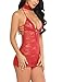 Avidlove Women Lace Lingerie Halter Chemise Floral Babydoll Sexy Nightie Dress Dark Red S