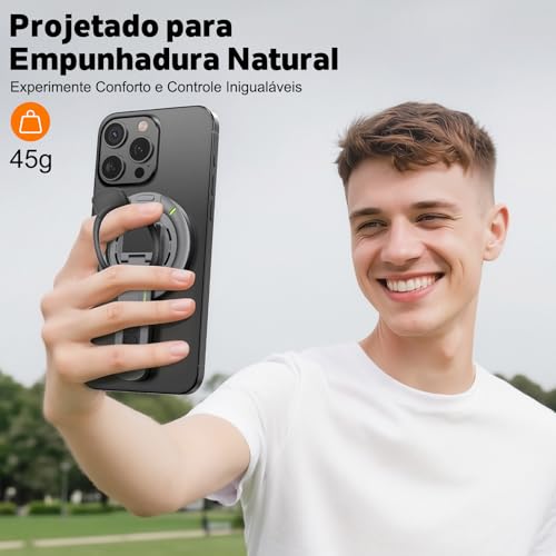 Tobeape Suporte MagSafe 3 em 1 para Celular – Anel Magnético Ajustável com Ímã Dupla Face e Design Anti-Estresse, Compatível com iPhone 17/16/15/14/13/12 e Outros Smartphones (Preto)