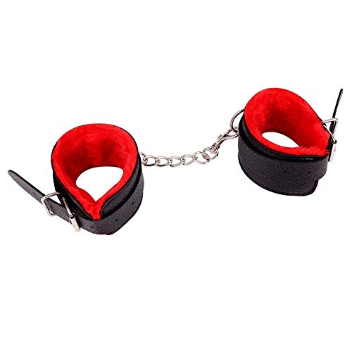 Aomeiter Handcuffs, Leather Handcuff Soft Handcuffs Comfortable Wrist and Ankle Cuffs - Thumbnail 3